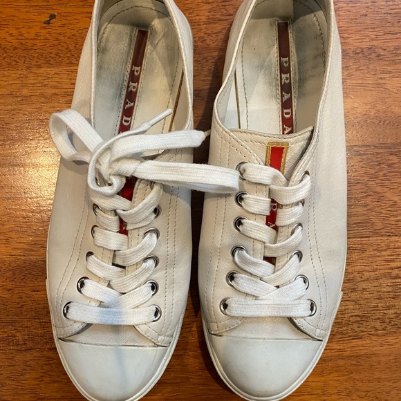 Prada sheepskin logo sneakers - Picture 1 of 7